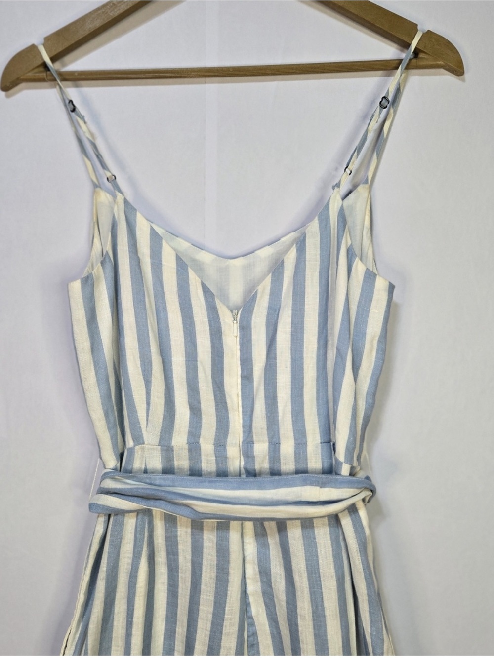 Mango casual  Blue & White Striped maxi Jumpsuit with tie waist